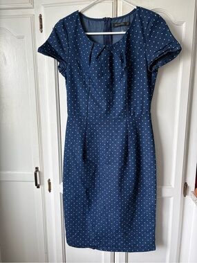 Mikarose Navy Blue Polka Dot Sheath Mini Dress